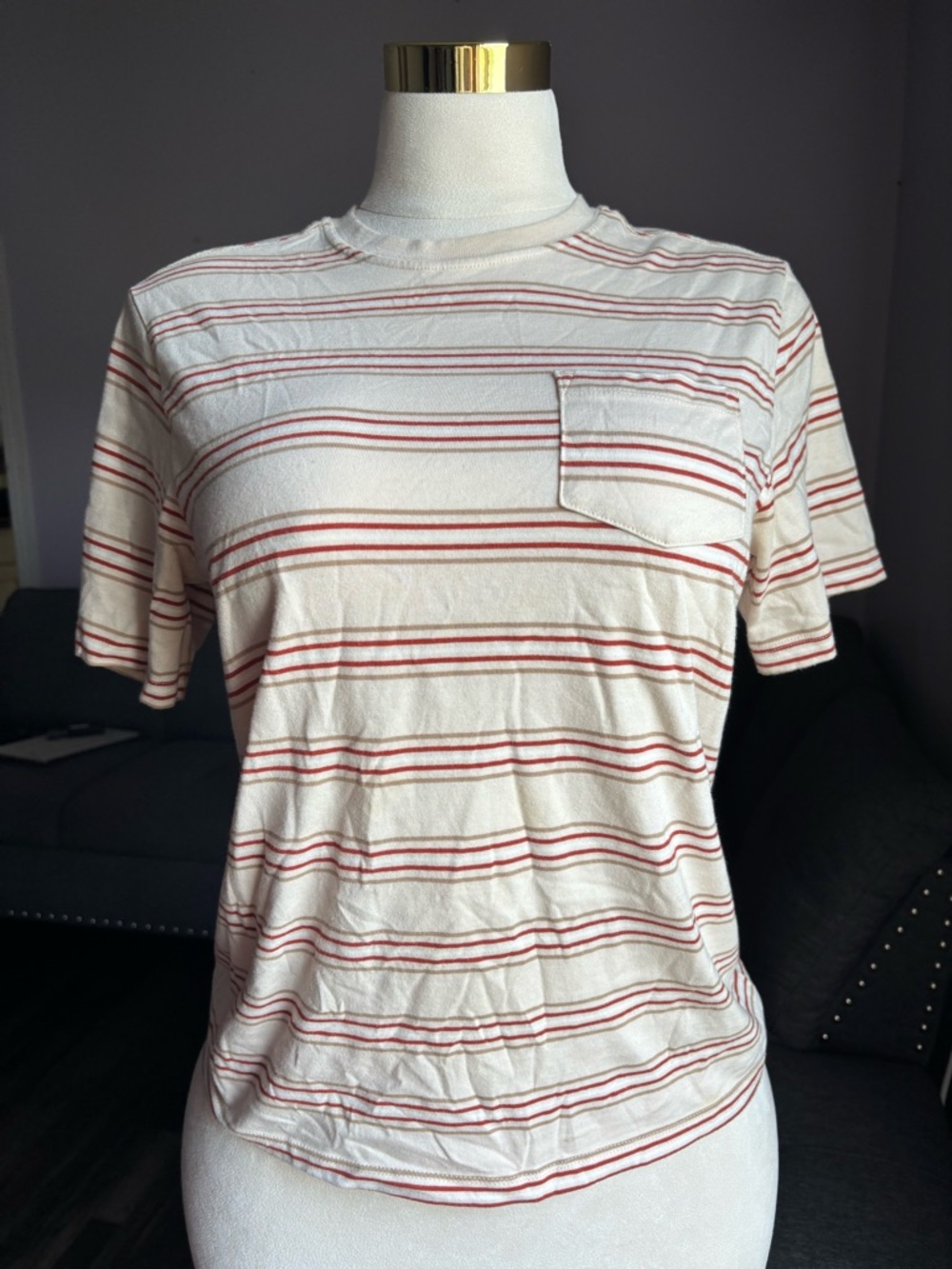 wonder nation Cream Tee with Rust Stripes
